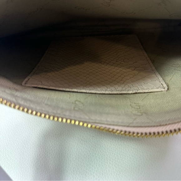 NEW GIGI NEW YORK ALL IN ONE PYTHON EMBOSSED LEATHER TASSELED CLUTCH NUDE/PINK - Picture 7 of 7